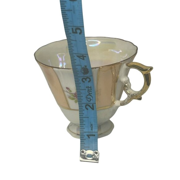 Vintage Porcelain Teacup and Saucer Set with Gold Accents Floral Design - Picture 7 of 7